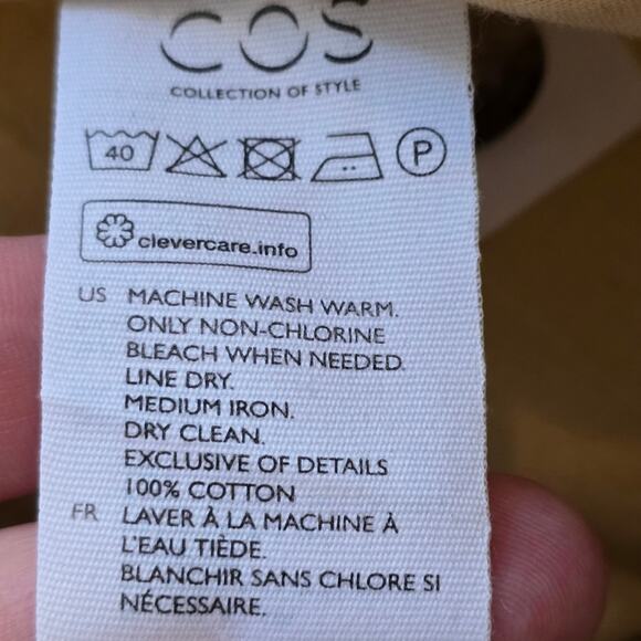 COS Yellow Pleated Button Detail Wide Leg Cropped Pants Size 8 - Picture 10 of 10